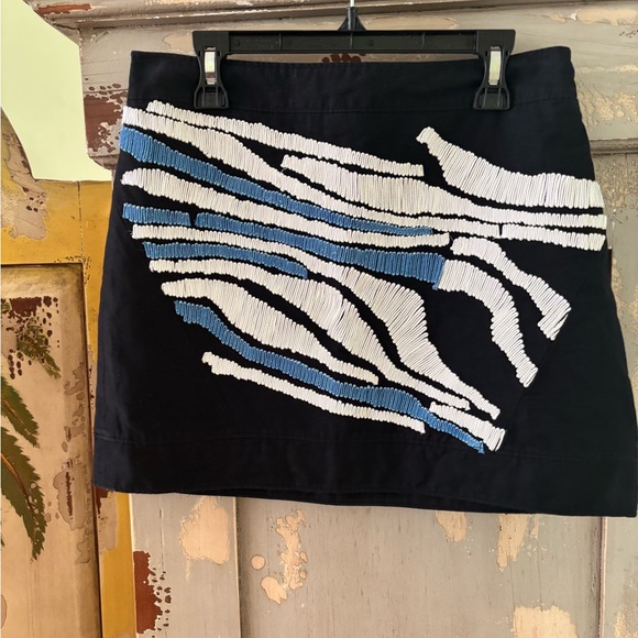 Tibi Black and Blue Striped Mini Skirt - Picture 1 of 8